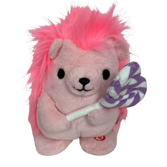Hallmark Pink Singing Hedgehog Musical Plush Lollipop 9" Valentine Sweet Treat - Picture 1 of 8